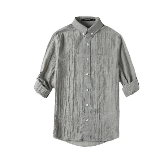 Camisa de Lino y Algodón para Hombre Manga Larga Casual Ligera - Image 3