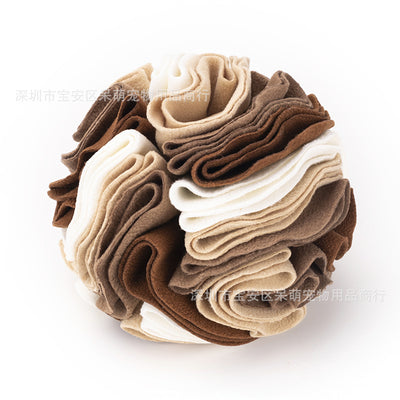 Pet sniffing pad in a ball shape, made of soft polar fleece in shades of pink, purple, and white, for dogs. - Image 13