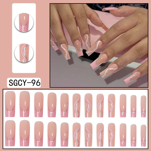 Uñas Postizas Degradado Floral con Efecto Espejo Electroplatado - Image 26