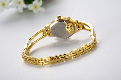 Reloj Pulsera Dorado para Mujer con Corazón Miel y Rhinestones - Image 4