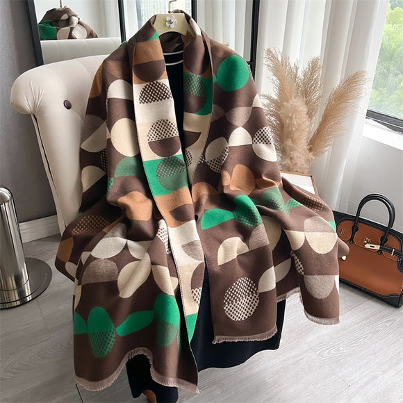 Bufanda Chaleco de Cachemira Cálida con Tejido Jacquard y Borlas