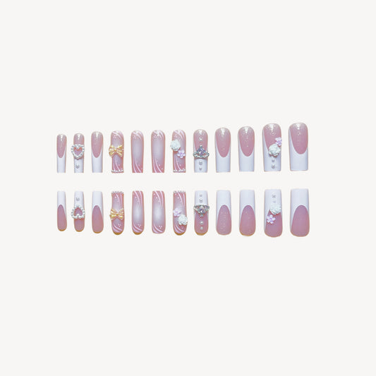 Uñas Postizas Rectangulares con Diamantes Multi-Brillantes - Image 2