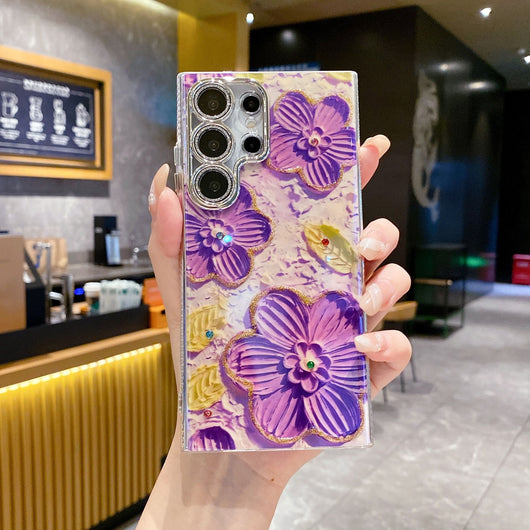 Funda para Celular con Diseño Floral de Diamantes y Protección de Lente - Image 12