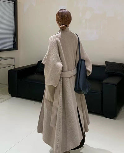 Abrigo Tejido Elegante con Cinturón para Otoño e Invierno - Image 3