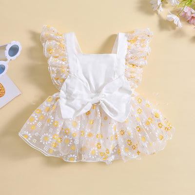 Vestido Floral Niña Verano con Mangas Volantes en Malla - Image 10