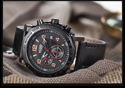 Reloj Deportivo Cronógrafo de Cuero para Hombre - Resistente al Agua - Image 6