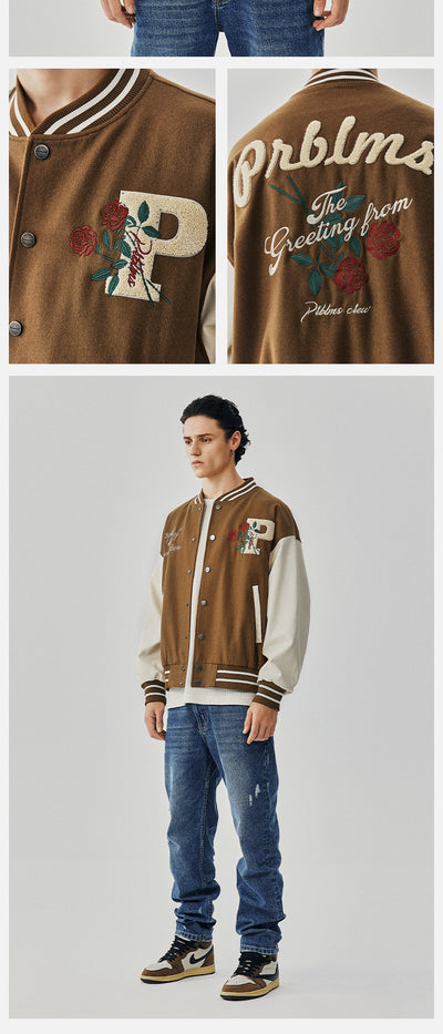 Chaqueta Deportiva Bordada con Rosas - Estilo Urbano Oversized - Image 14