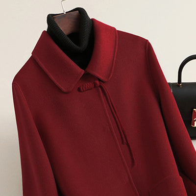 Abrigo de Lana Reversible Oversized Estilo Chino Rojo - Image 3