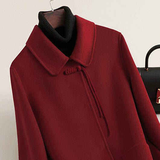 Abrigo de Lana Reversible Oversized Estilo Chino Rojo - Image 3