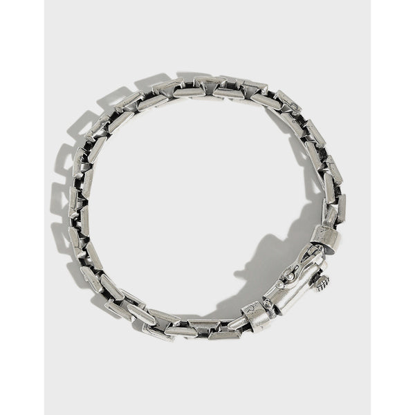 Pulsera de Plata Esterlina con Cruz Vintage Desgastada - Diseño Personalidad