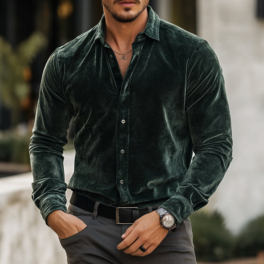 Camisa Casual de Manga Larga para Hombre - Colores Sólidos Otoño Invierno - Image 3