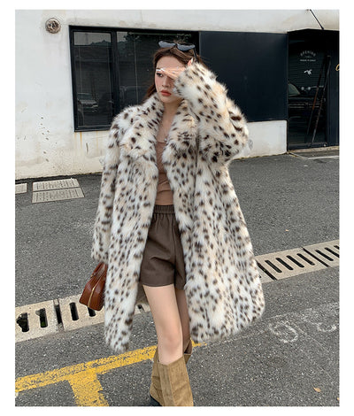 Abrigo de Piel Estampado Leopardo con Cuello de Piel para Mujer - Image 14