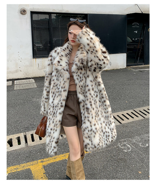 Abrigo de Piel Estampado Leopardo con Cuello de Piel para Mujer - Image 14