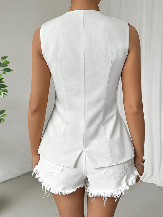 Chaleco Elegante sin Mangas con Botones y Cuello Redondo - Image 10
