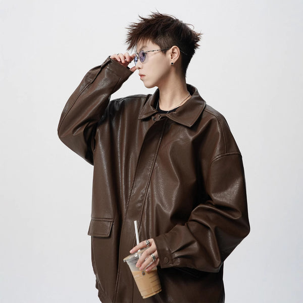Chaqueta de Cuero para Motociclista Estilo Retro Americano Peso Pesado