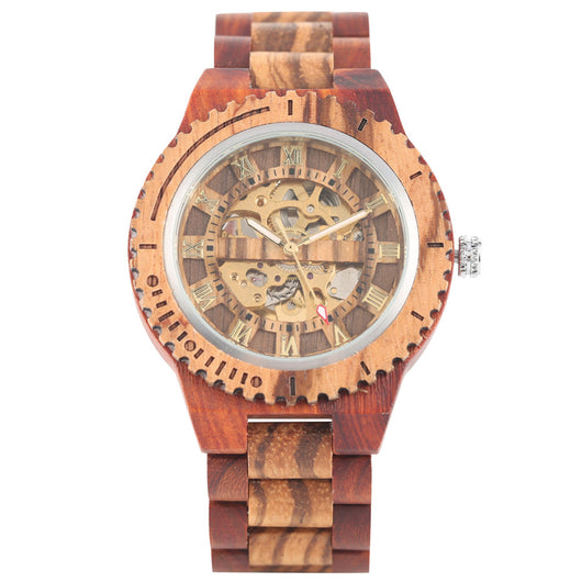 Reloj Automático de Madera de Bambú con Engranajes Mecánicos - Image 3