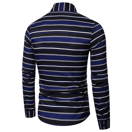Camisa Casual Slim Fit a Rayas de Manga Larga para Hombre - Image 5