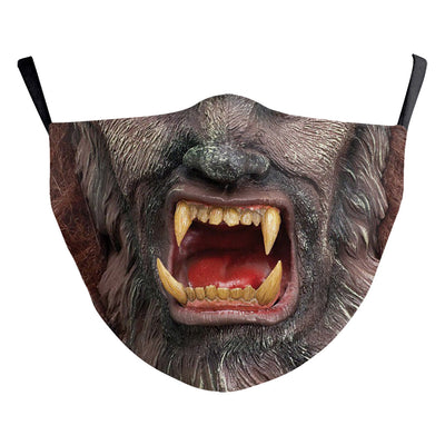 Halloween funny face mask with a digital print of a nose and two large buck teeth, featuring black ear loops. - Image 17