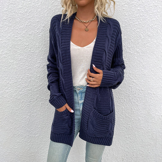 Cardigan Retorcido de Punto Medio Largo para Mujer - Image 13