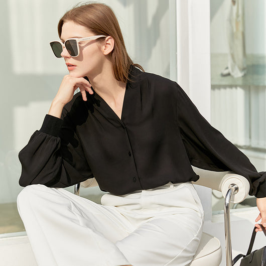 Blusa Elegante de Gasa con Mangas Farol