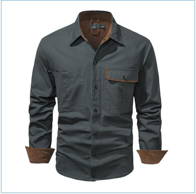 Camisa Polo de Manga Larga Algodón Lavado Tallas Grandes Hombre Color Sólido - Image 26
