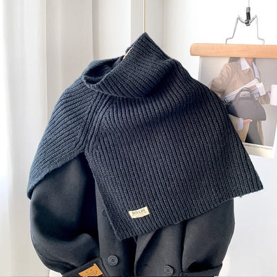 Poncho Cuello Alto con Abertura Lateral - Bufanda Tejida Térmica - Image 6
