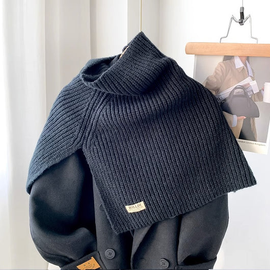 Poncho Cuello Alto con Abertura Lateral - Bufanda Tejida Térmica - Image 6