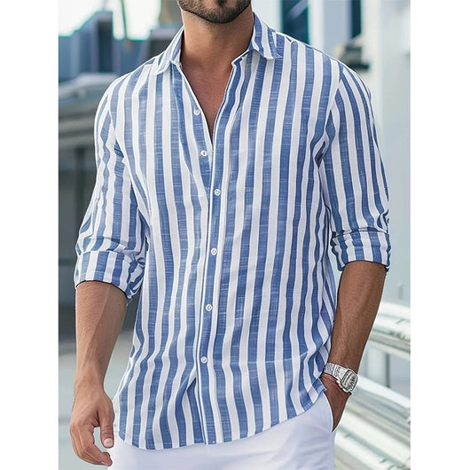 Camisa de Lino a Rayas Anchas Estilo Italiano Versátil - Image 6
