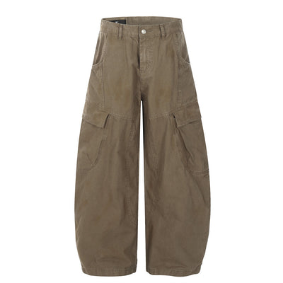 Pantalones Casuales Anchos Multibolsillos Estilo Moderno