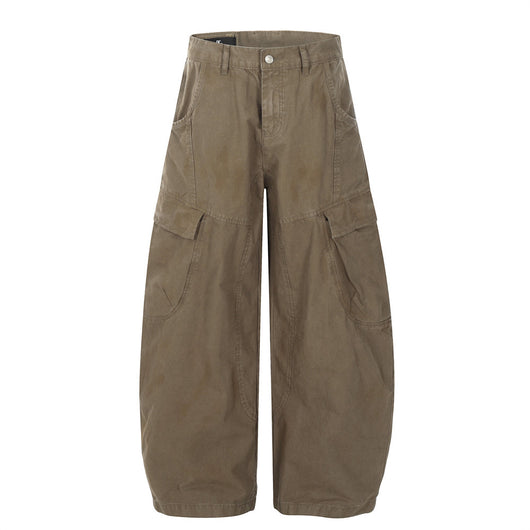 Pantalones Casuales Anchos Multibolsillos Estilo Moderno