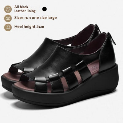 Sandalias Cuña de Cuero Genuino para Mujer con Suela Cómoda y Gruesa - Image 8