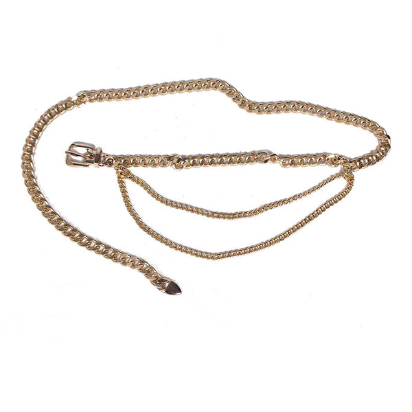 Cadena de Cintura Metálica Estilo Europeo Americano - Cinturón Decorativo de Moda para Mujer