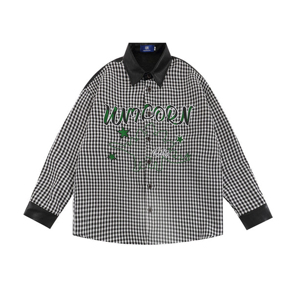 Camisa Manga Larga Hombre con Contraste de Costuras