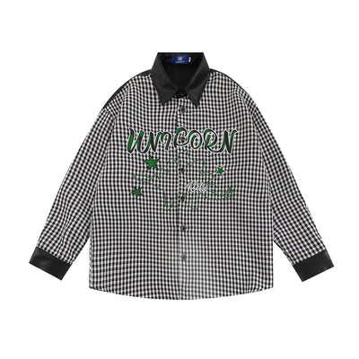 Camisa Manga Larga Hombre con Contraste de Costuras