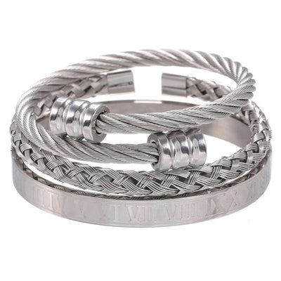 Pulsera de Acero Titanio Estilo Punk con Diseño Romano - Image 50