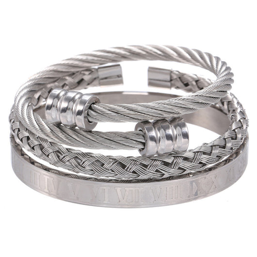 Pulsera de Acero Titanio Estilo Punk con Diseño Romano - Image 50