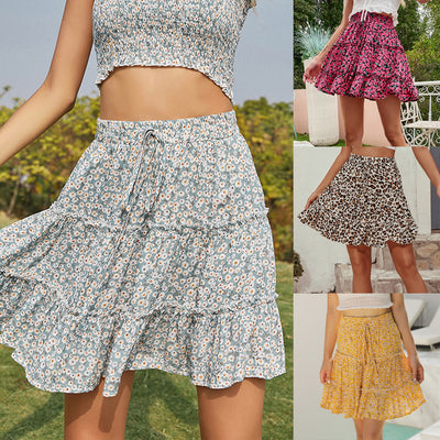Falda Playa Talle Alto con Volantes y Estampado Floral - Image 9