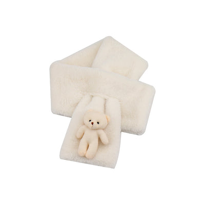 Bufanda Infantil de Peluche con Osito Adorable en Beige - Image 5