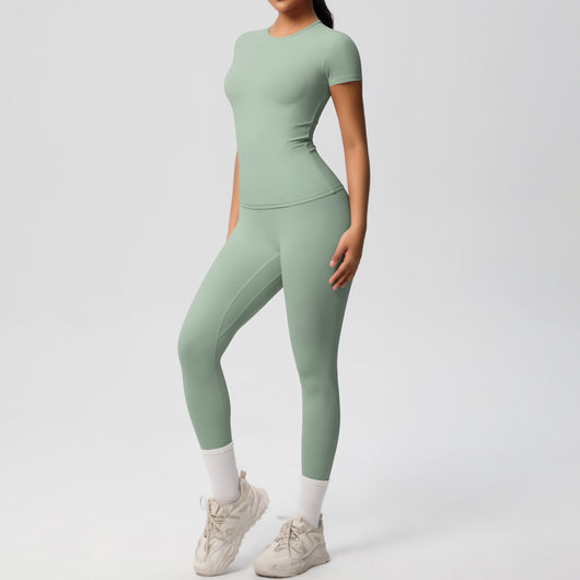 Conjunto Deportivo Mujer: Playera y Pantalón Yoga Cintura Alta - Image 18