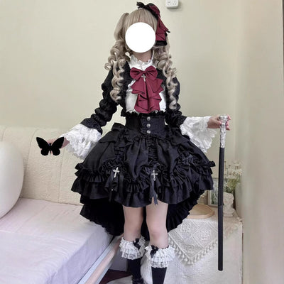 Conjunto de 3 Piezas: Abrigo Corte Tribunal, Blusa Ajustada Reductora y Falda Vuelo - Image 4