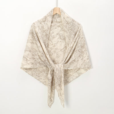 Pañuelo Cuadrado de Gasa Estampado Perla con Pliegues - Image 7