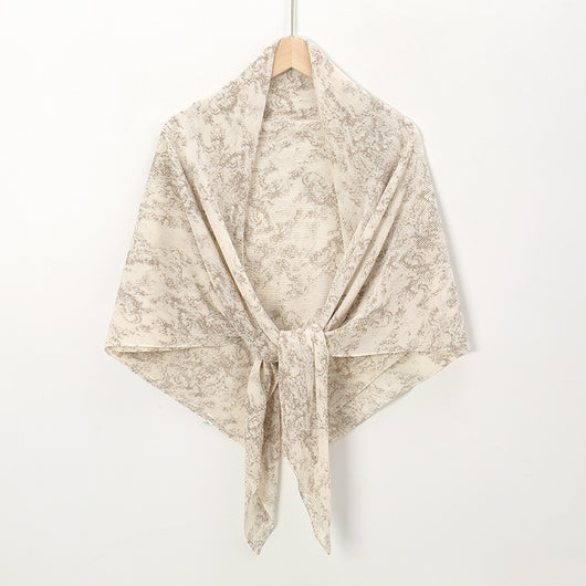 Pañuelo Cuadrado de Gasa Estampado Perla con Pliegues - Image 7