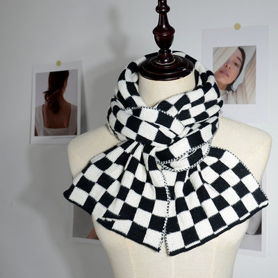 Bufanda Térmica de Lana Tejida Cuadros Elegante para Mujer - Image 10