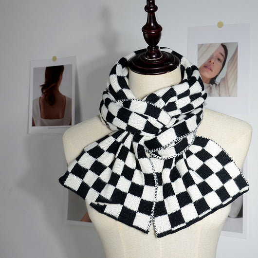 Bufanda Térmica de Lana Tejida Cuadros Elegante para Mujer - Image 10