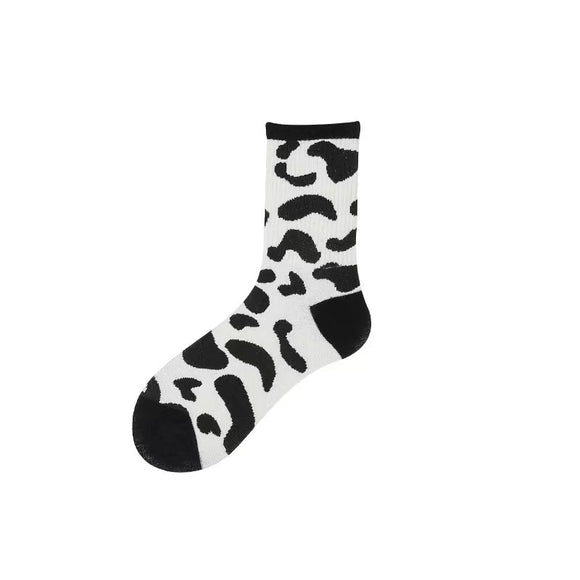Calcetines Estampado Vaca Adorables para Mujer Negro y Blanco