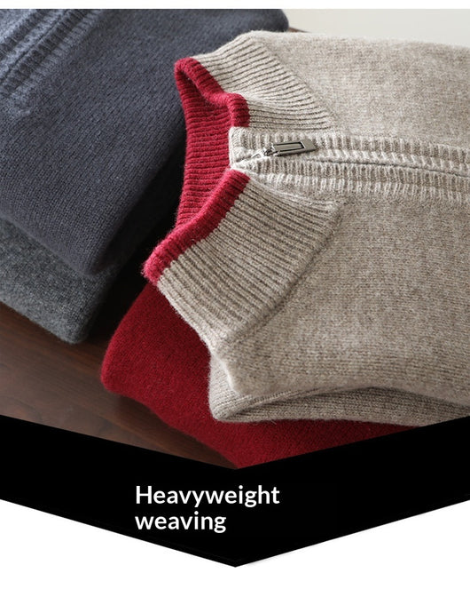 Suéter de Lana Gruesa para Hombre con Cuello Mock Neck Bicolor - Image 20