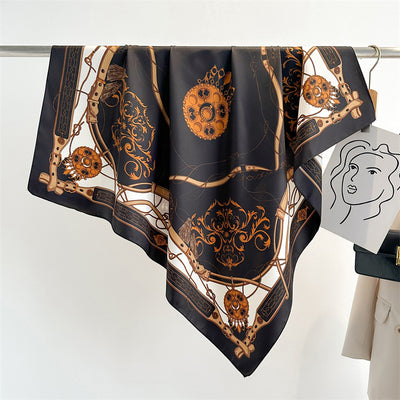 Pañuelo de Seda Twill Estampado 90cm con Anilla Cadena - Diseño Europeo y Americano - Image 8