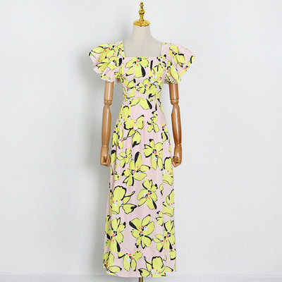Conjunto Estampado: Blusa Corta Cuello Cuadrado con Volantes y Falda Larga Drapeada - Image 12