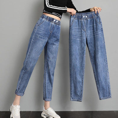 Pantalones Harem Rabanero de Cintura Alta con Rotos y Elástico Fino - Image 6