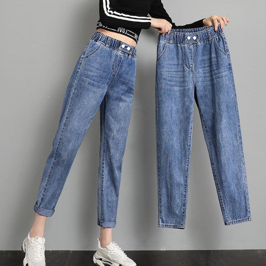 Pantalones Harem Rabanero de Cintura Alta con Rotos y Elástico Fino - Image 6